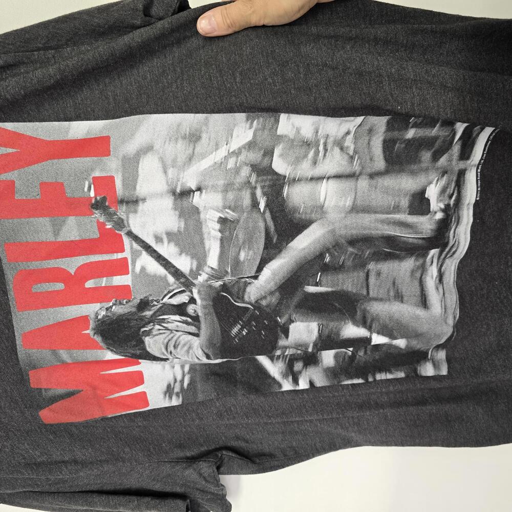 Catch A Fire Bob Marley Graphic T-Shirt Mens XL Charcoal Gray Heather Reggae Tee - Picture 4 of 4